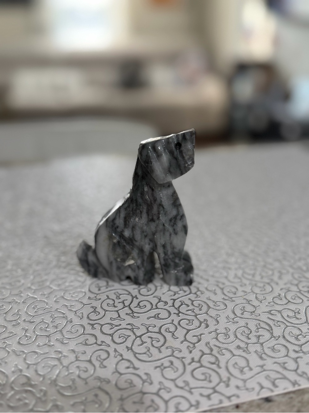 Hand Carved Marble Miniature Dog Figurine - Picture 2 of 7
